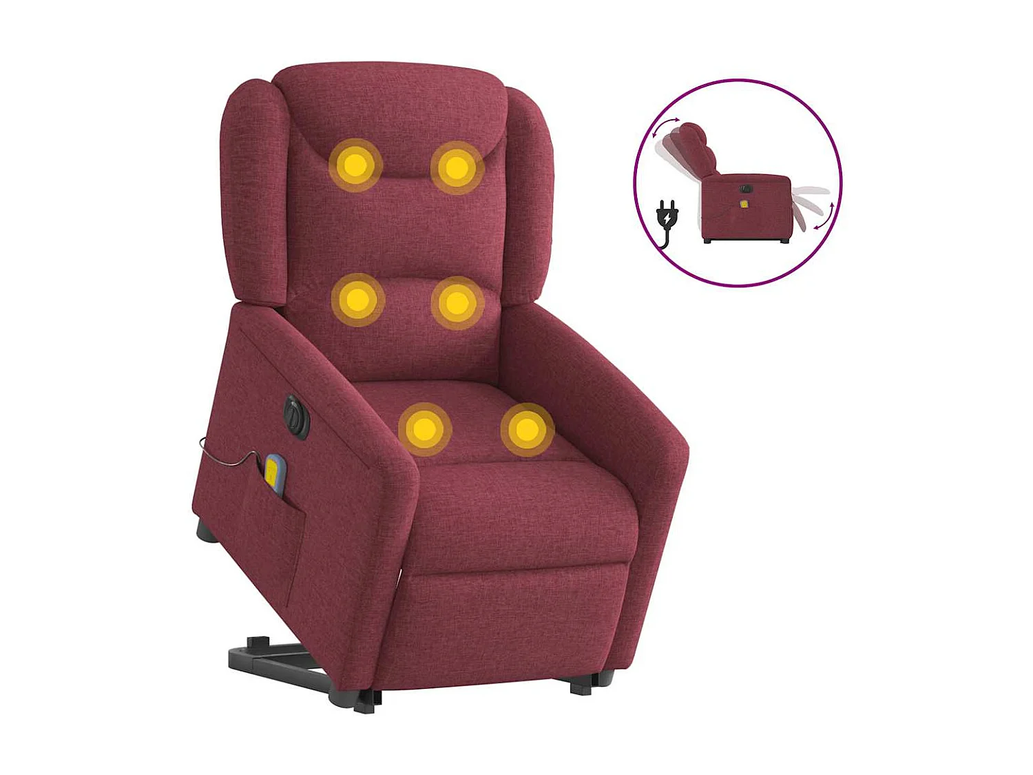 Fauteuil inclinable électrique-Chaise de relax-Fauteuil de Massage Rouge bordeaux Tissu SHL1967