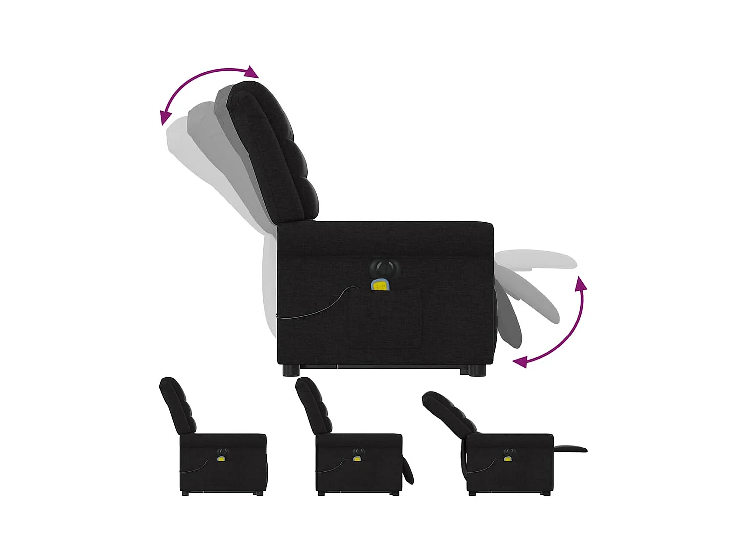 Sillón de salón | Silla | Sillón de masaje eléctrico reclinable elevable tela negro SHL6980