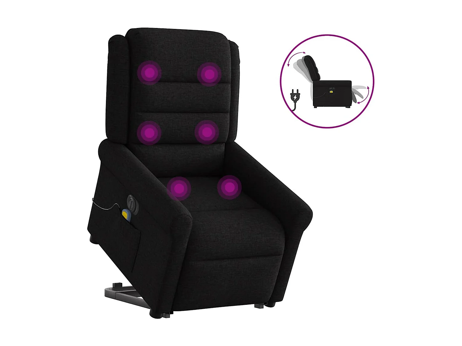 Fauteuil inclinable électrique-Chaise de relax-Fauteuil de Massage Noir Tissu SHL915