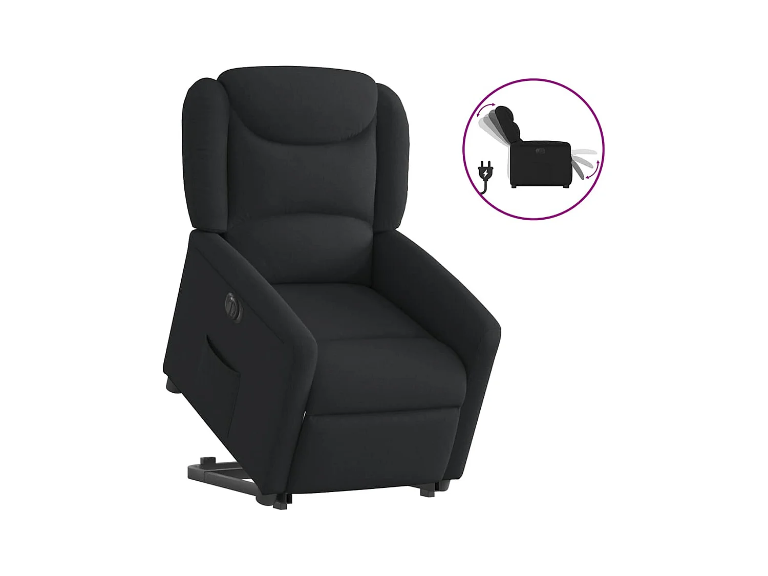 Silla de relax | Sillón eléctrico reclinable elevable de tela negro SHL6543