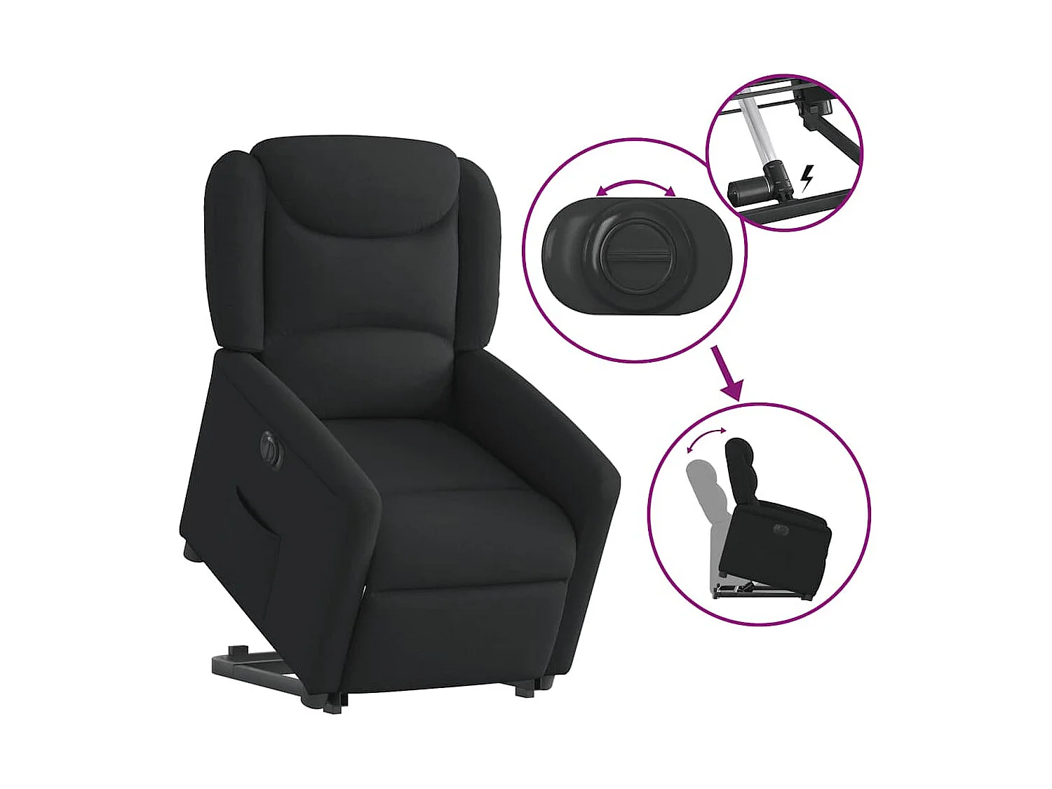 Fauteuil inclinable électrique-Chaise de relax-Fauteuil TV noir tissu SHL2938