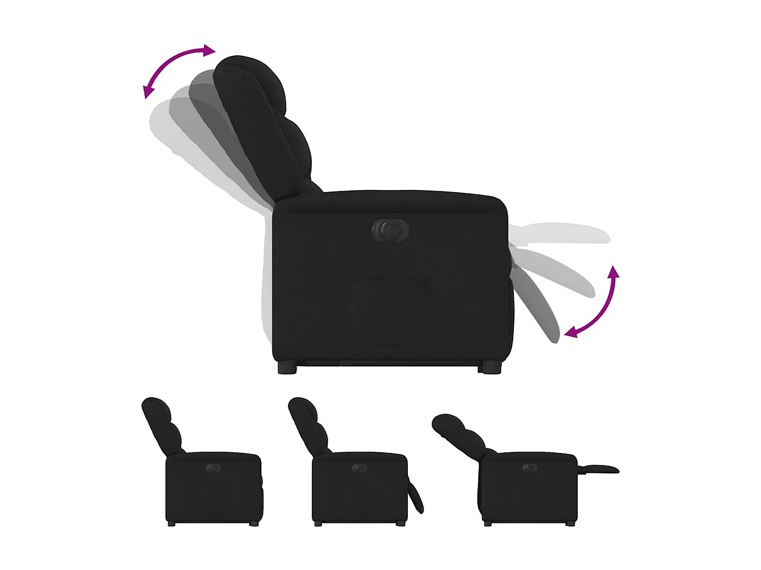 Fauteuil inclinable électrique-Chaise de relax-Fauteuil TV noir tissu SHL2938