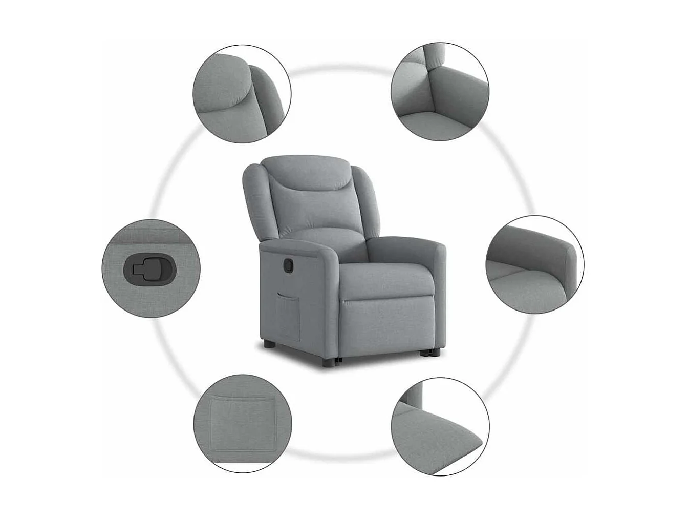 Fauteuil inclinable-Chaise de relax-Fauteuil TV Gris clair Tissu SHL2817