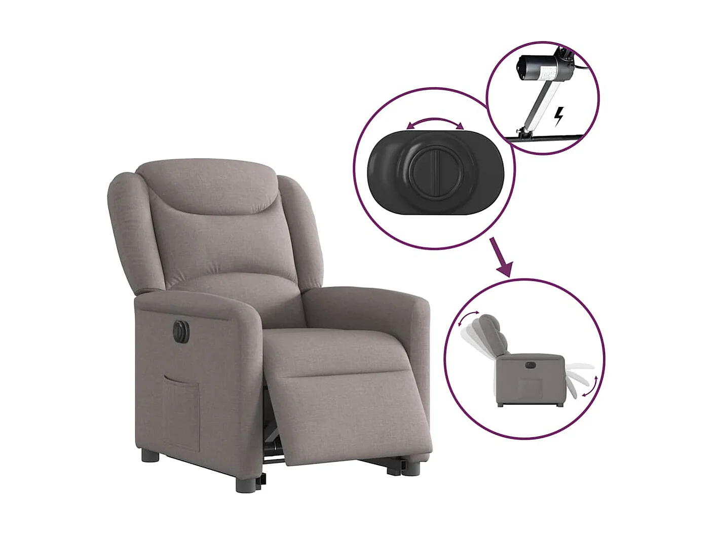 Fauteuil inclinable électrique-Chaise de relax-Fauteuil TV taupe tissu SHL2677