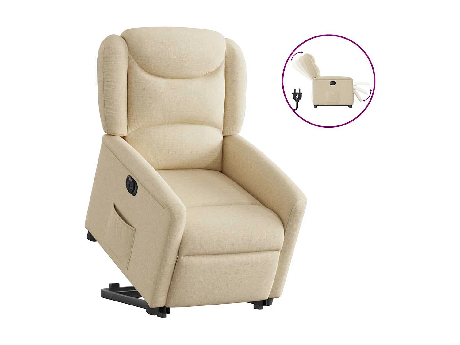 Fauteuil inclinable électrique-Chaise de relax-Fauteuil TV crème tissu SHL5434