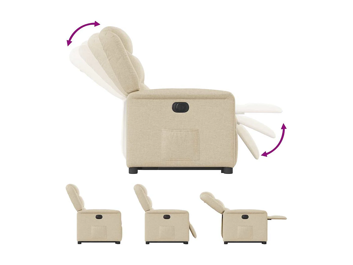 Fauteuil inclinable électrique-Chaise de relax-Fauteuil TV crème tissu SHL5434