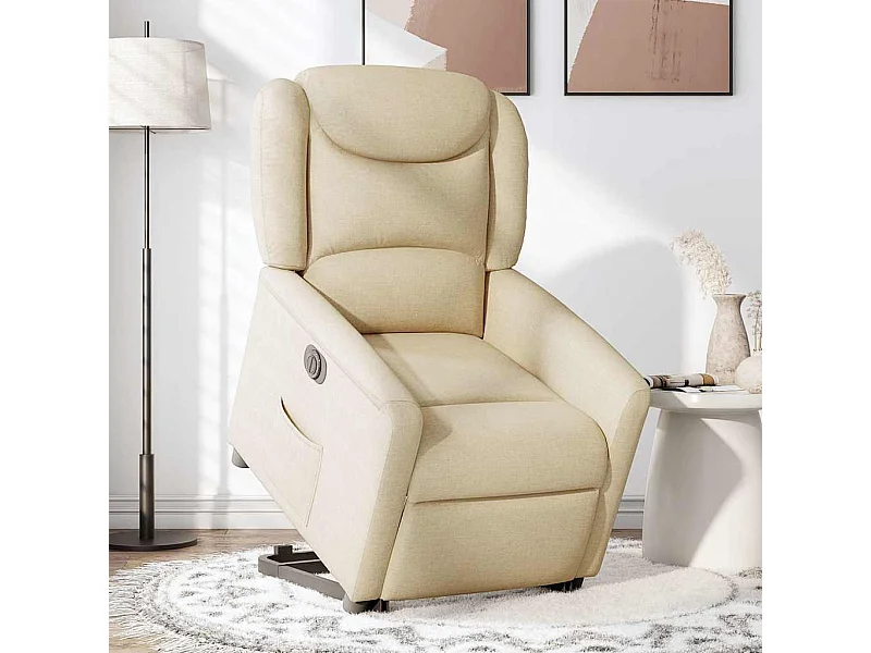 Fauteuil inclinable électrique-Chaise de relax-Fauteuil TV crème tissu SHL5434