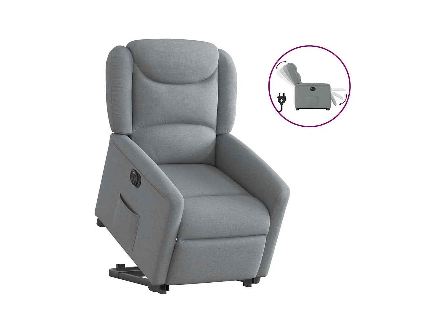 Silla de relax | Sillón eléctrico reclinable elevable de tela gris claro SHL8819