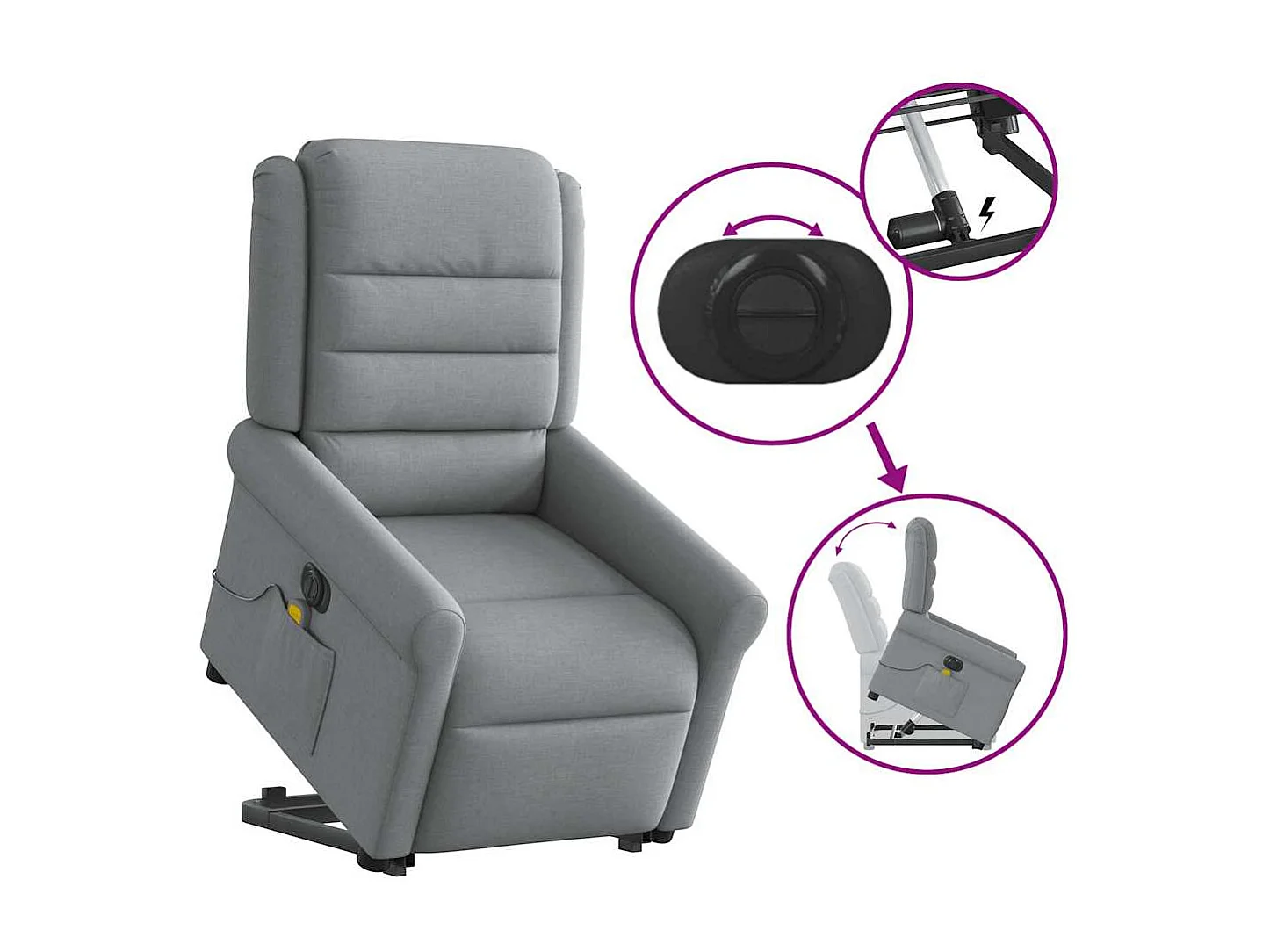 Poltrona elétrica reclinável massagens tecido cinzento-claro SHL957445