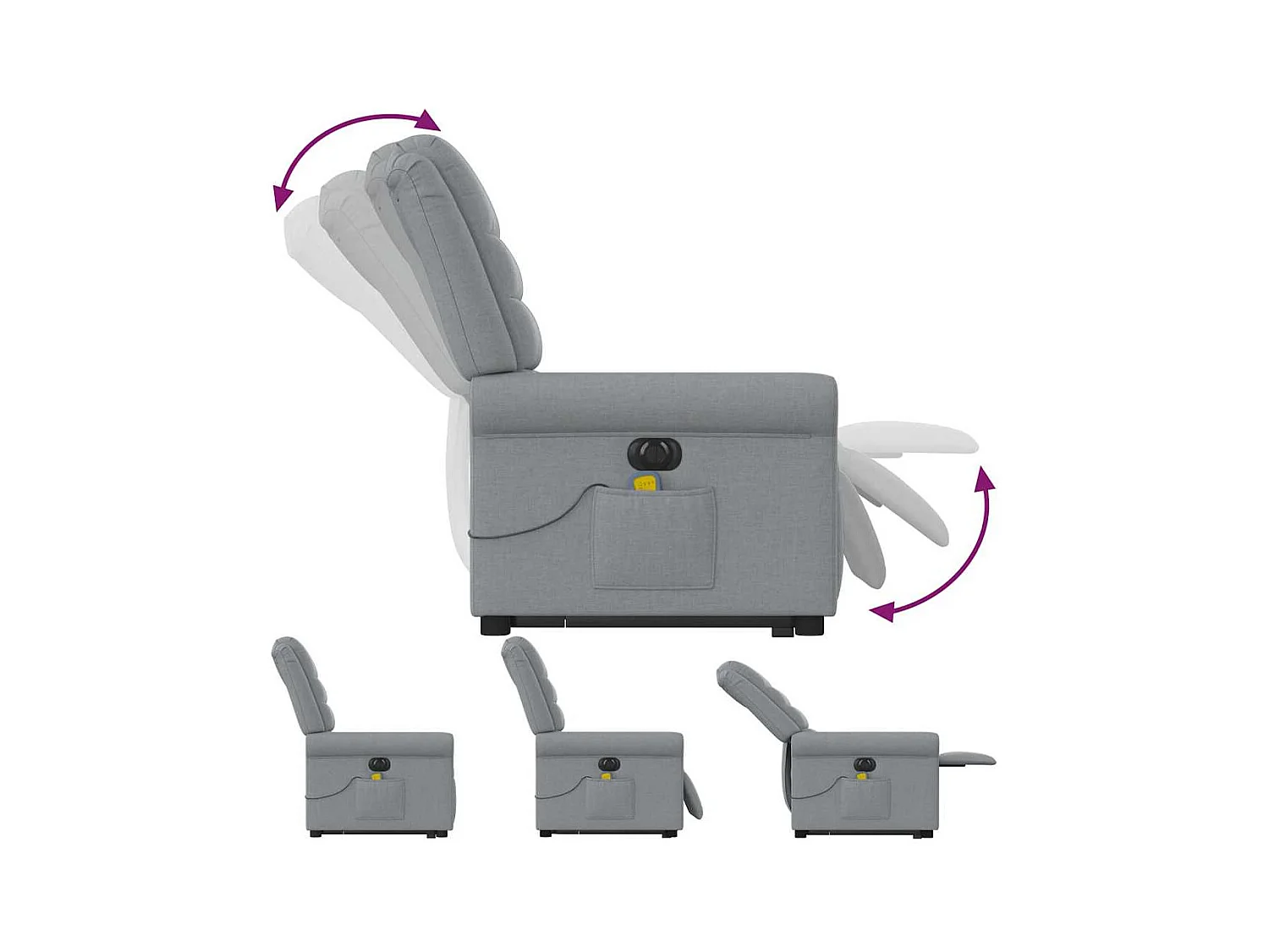 Sillón de salón | Silla | Sillón de masaje eléctrico reclinable elevable tela gris claro SHL3793