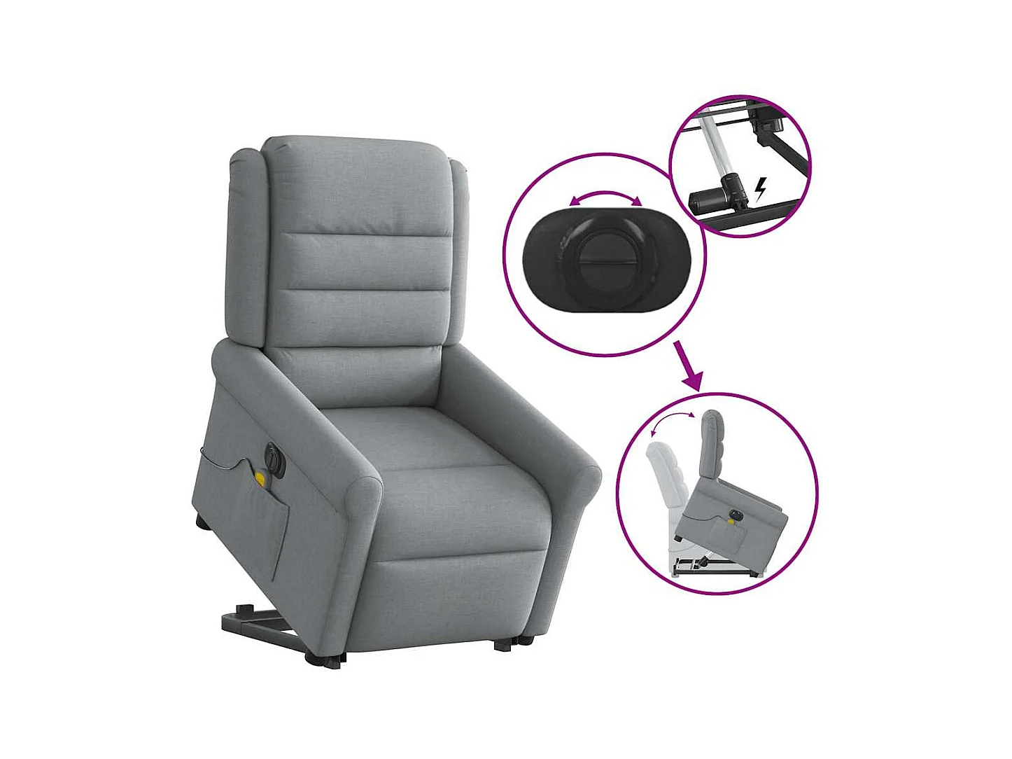 Sillón de salón | Silla | Sillón de masaje eléctrico reclinable elevable tela gris claro SHL3793