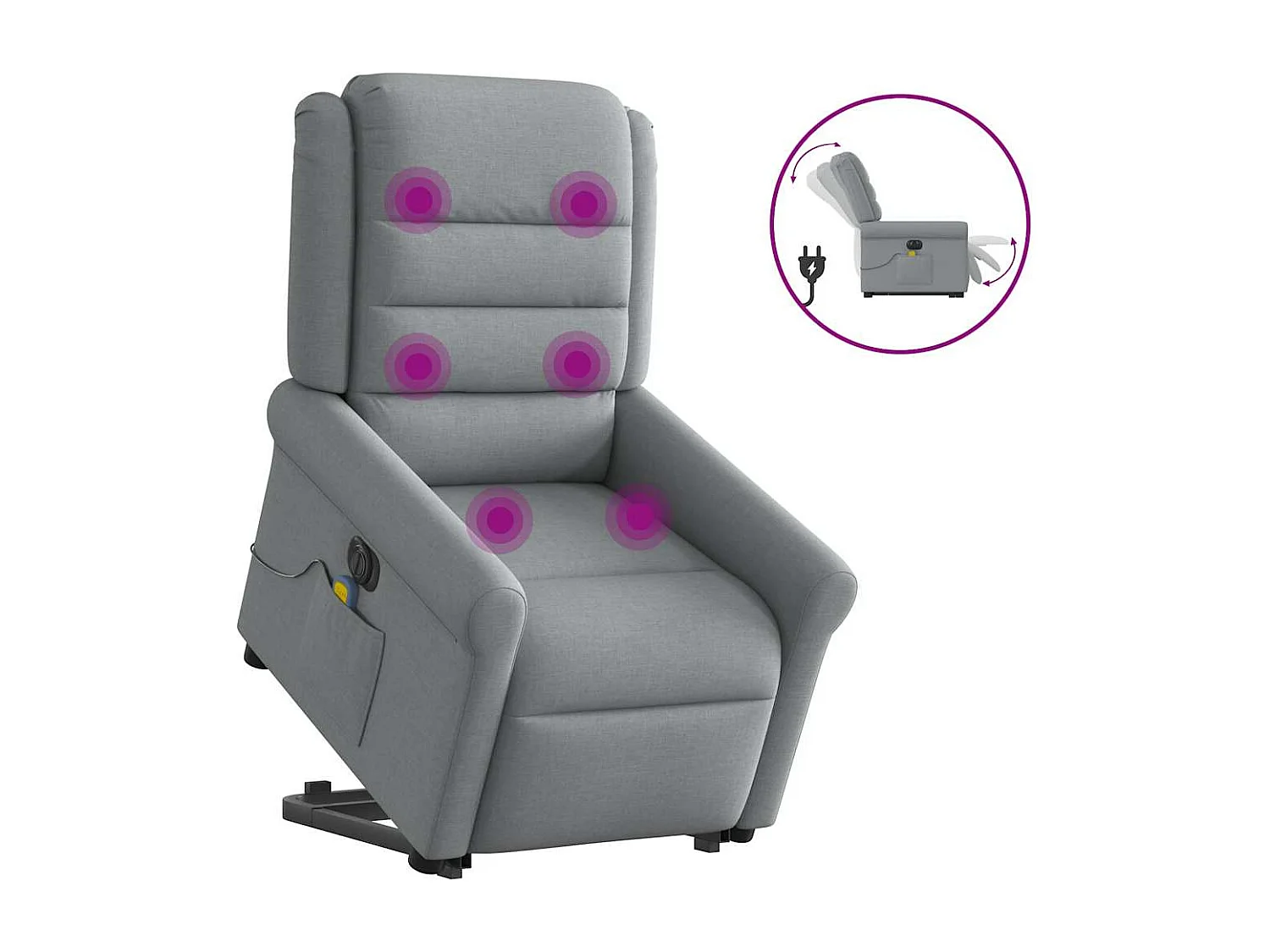Fauteuil inclinable électrique-Chaise de relax-Fauteuil de Massage Gris clair Tissu SHL2077