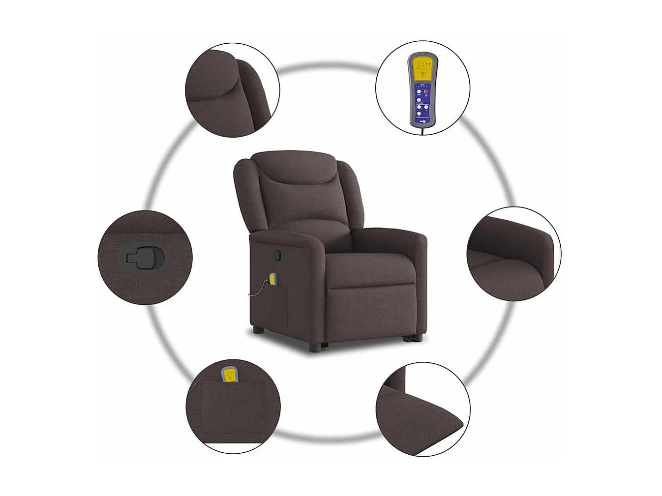Silla de masaje reclinable de pie de tela marrón oscuro SHL6747