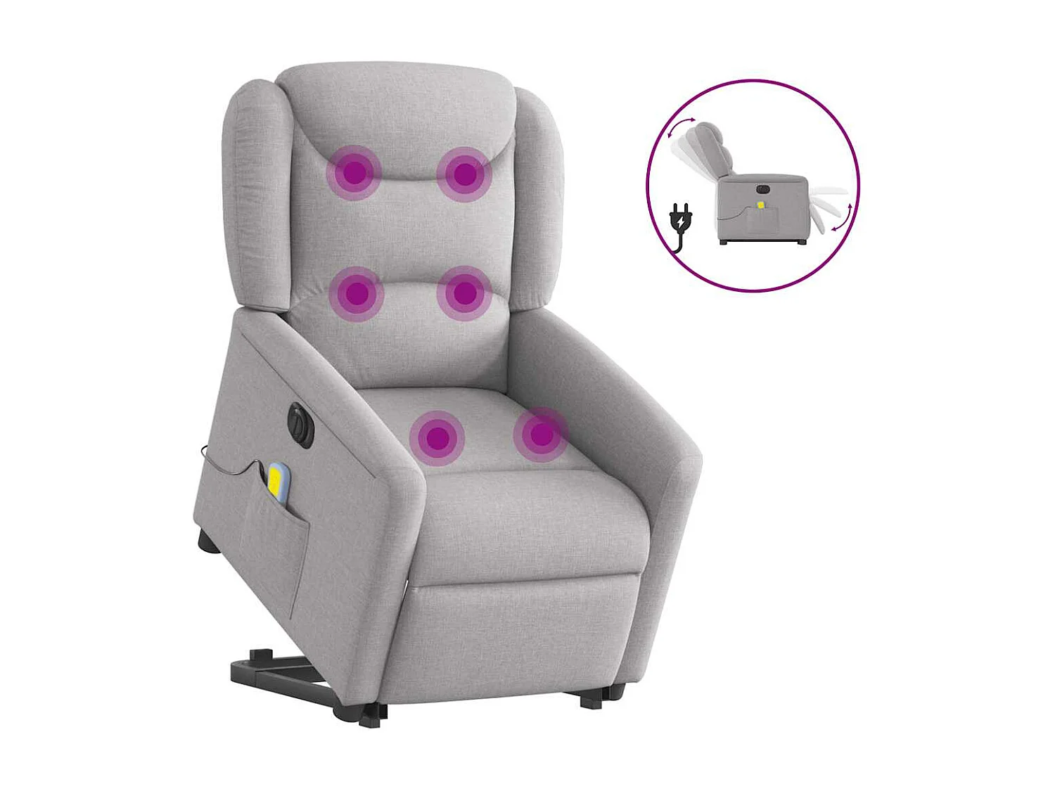 Fauteuil inclinable électrique-Chaise de relax-Fauteuil de Massage gris nuage tissu SHL2000
