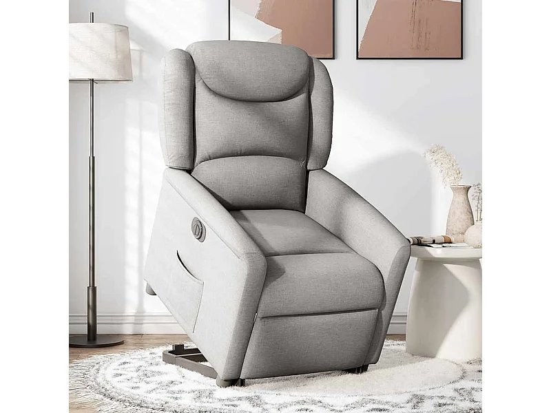 Silla de relax | Sillón eléctrico reclinable elevable de tela gris nube SHL4685