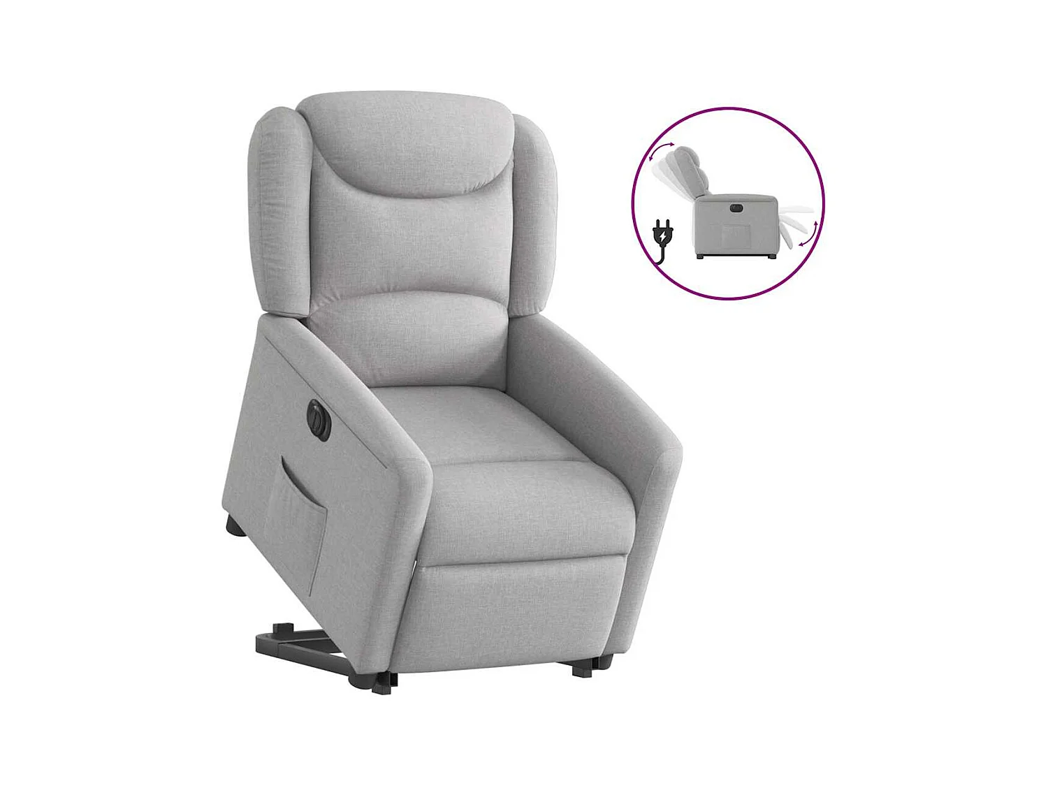 Silla de relax | Sillón eléctrico reclinable elevable de tela gris nube SHL4685