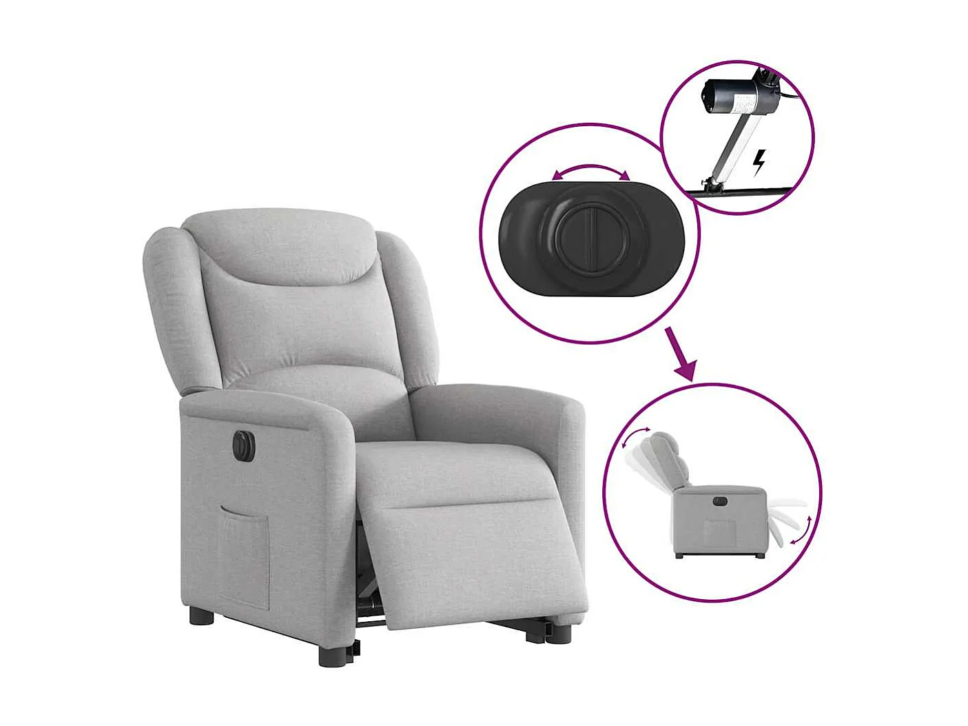Fauteuil inclinable électrique-Chaise de relax-Fauteuil TV gris nuage tissu SHL2641