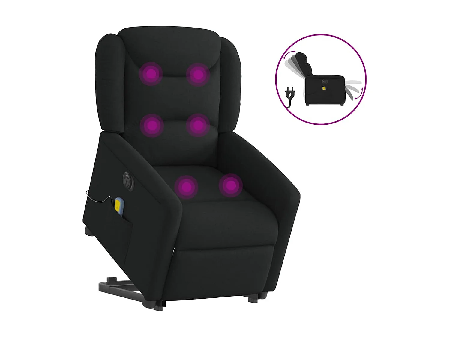 Fauteuil inclinable électrique-Chaise de relax-Fauteuil de Massage Noir Tissu SHL2832