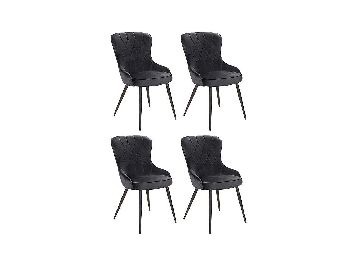 ESSZIMMERSTUHL 4ER SET Lotus schwarz je 52 / 61 / 41cm