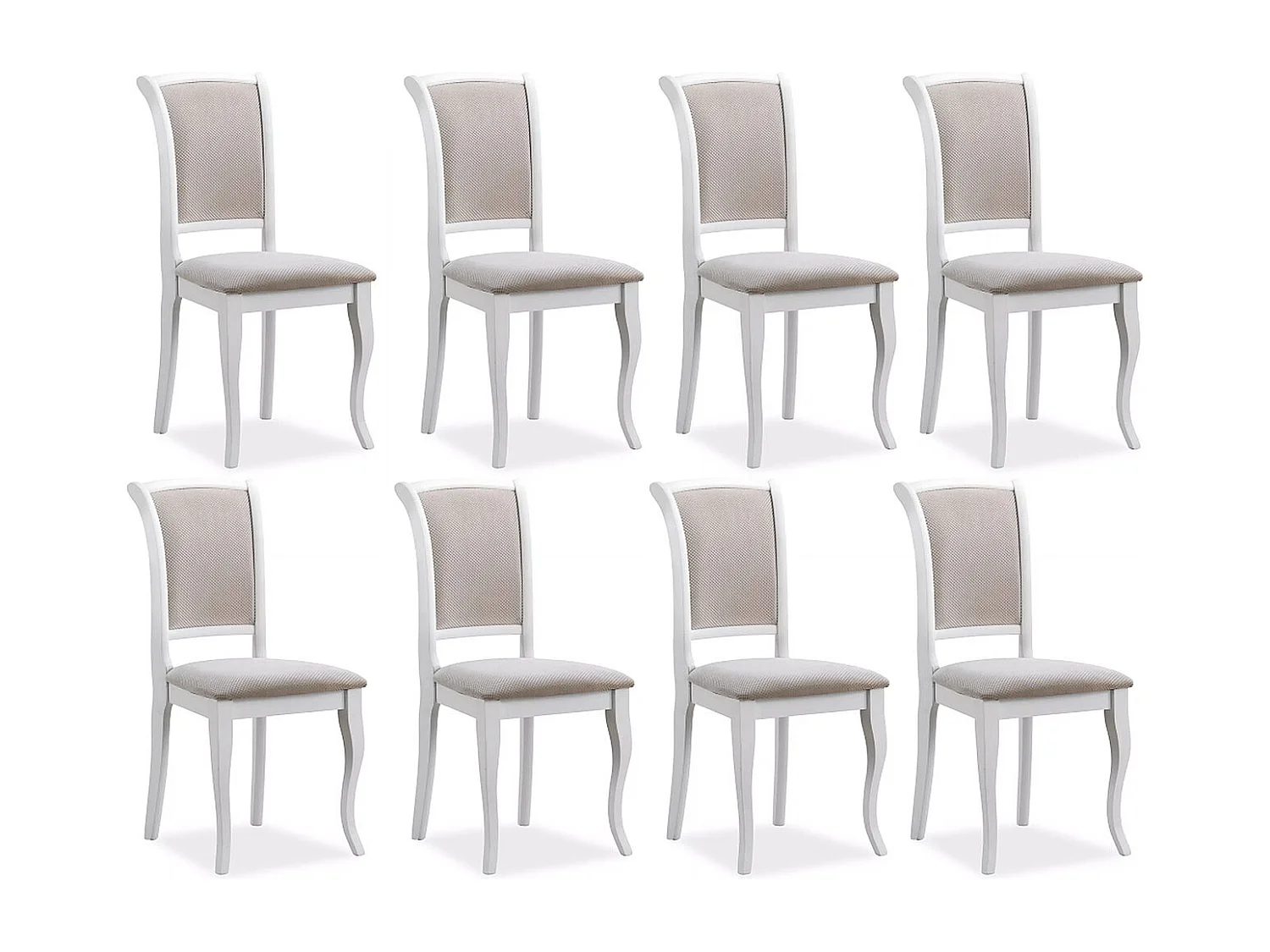 ESSZIMMERSTÜHLE Olivia 8-teilig Weiß / Beige