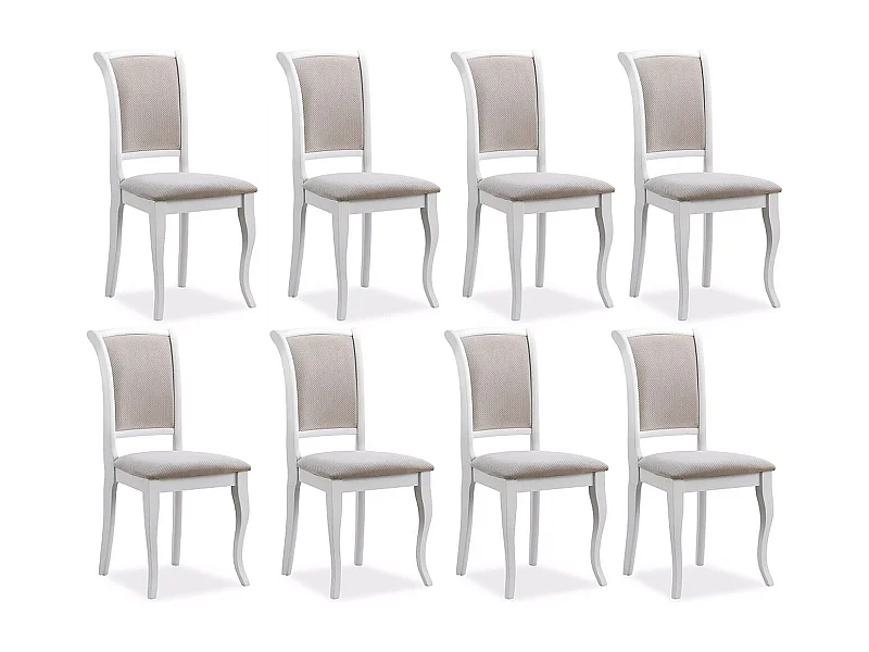 ESSZIMMERSTÜHLE Olivia 8-teilig Weiß / Beige