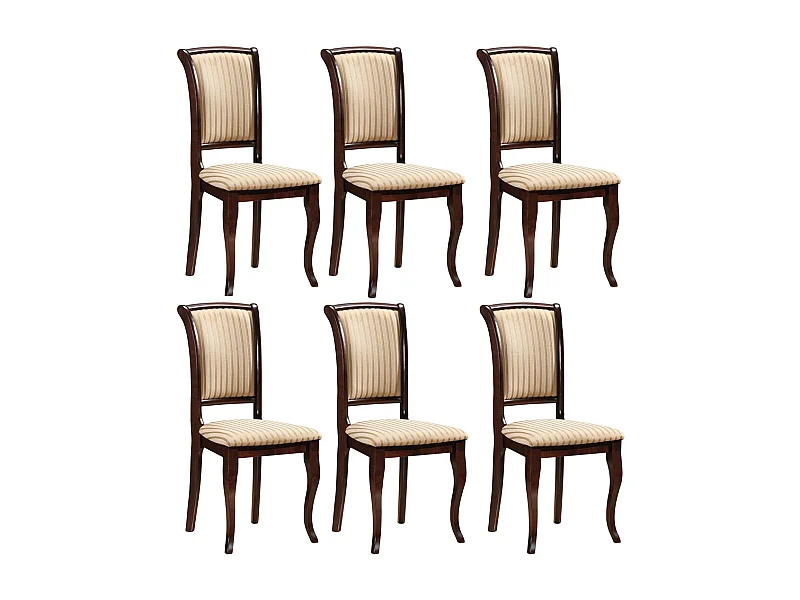 ESSZIMMERSTÜHLE Olivia 6-teilig Nussbaum dunkel / Beige