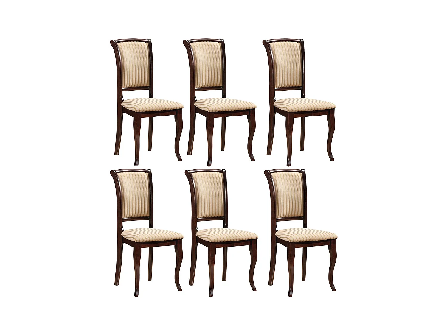 ESSZIMMERSTÜHLE Olivia 6-teilig Nussbaum dunkel / Beige