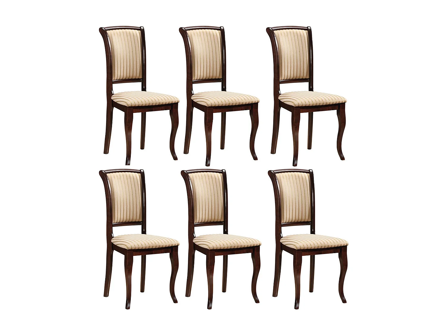 ESSZIMMERSTÜHLE Olivia 6-teilig Nussbaum dunkel / Beige