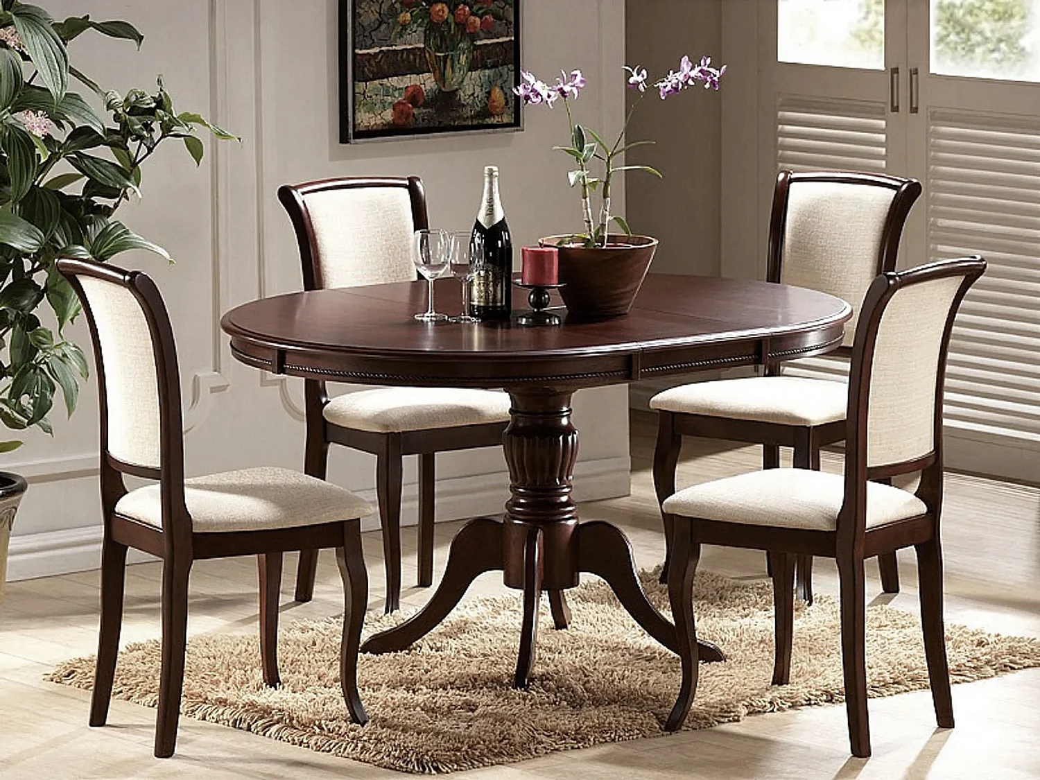 ESSZIMMERSTÜHLE Olivia 6-teilig Nussbaum dunkel / Beige