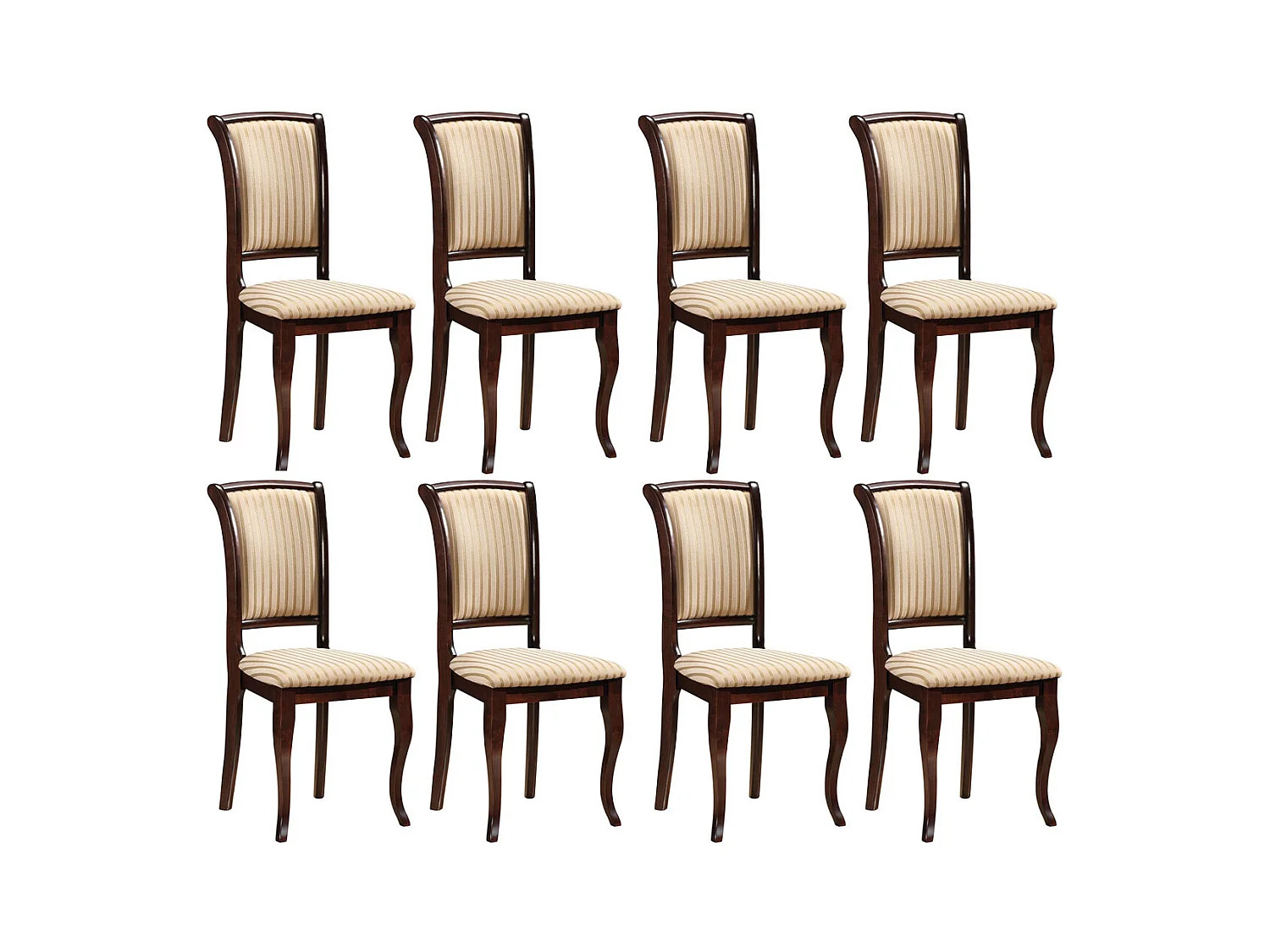 ESSZIMMERSTÜHLE Olivia 8-teilig Nussbaum dunkel / Beige