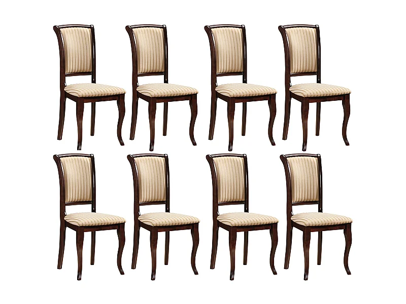 ESSZIMMERSTÜHLE Olivia 8-teilig Nussbaum dunkel / Beige