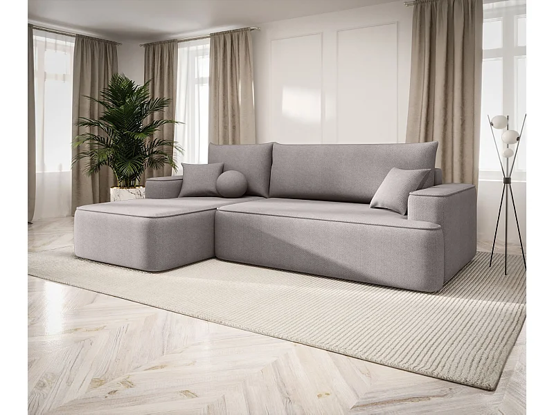 ECKSOFA mit Schlaffunktion FIGO Curio 83 Grau Links L-Form Sofa mit Stauraum Bettkasten Wohnzimmersofa Couch Sofa Bettsofa Bettkasten Bettcouch