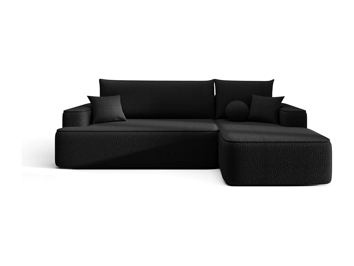 NAROŻNIK FIGO z funkcją spania Quelle 100 Czarny Prawy Sofa w kształcie L z pojemnikiem na pościel, sofa rozkładana, sofa do salonu