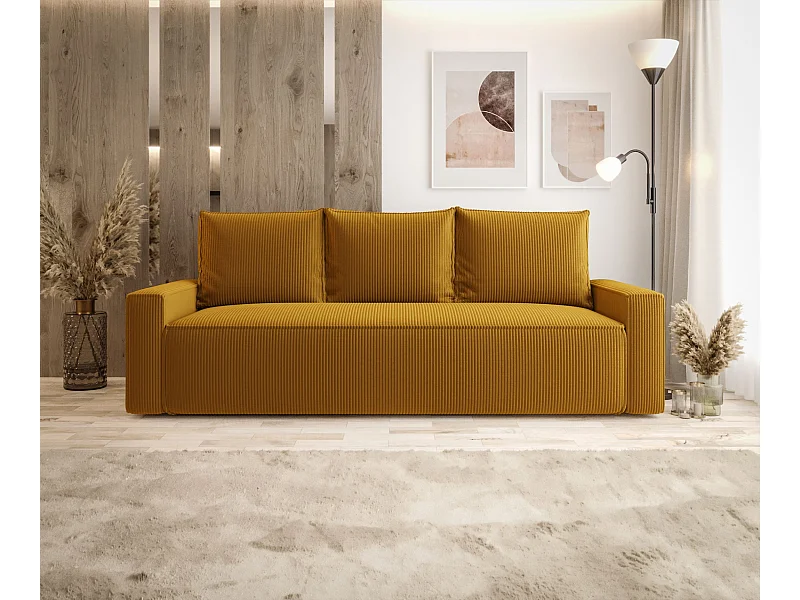 SOFA SAVIO Poso 01 Orange mit Stauraum Bettkasten Wohnzimmersofa Couch Sofa Bettsofa Bettkasten Bettcouch
