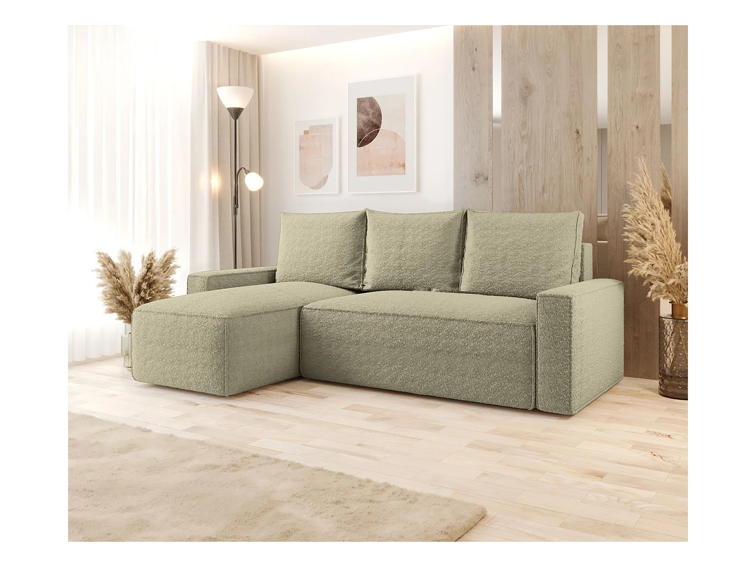 ECKSOFA mit Schlaffunktion SAVIO Quelle 06 Beige Links L-Form Sofa mit Stauraum Bettkasten Wohnzimmersofa Couch Sofa Bettsofa Bettkasten Bettcouch