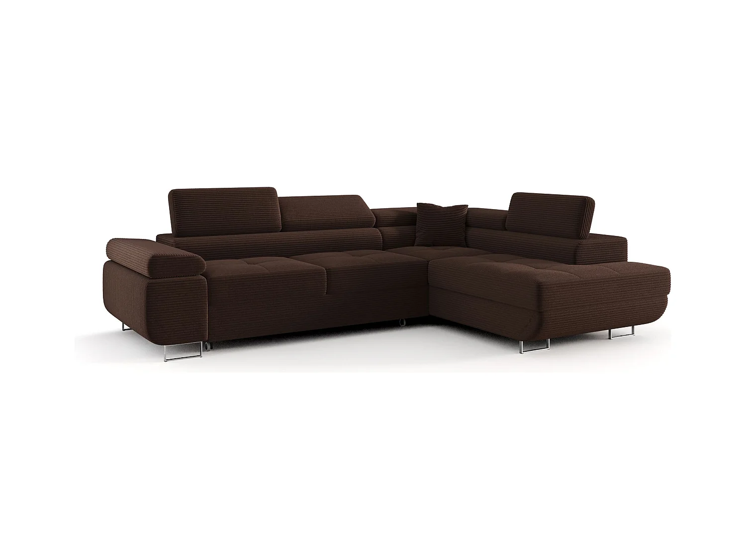 ECKSOFA EMILY mit Schlaffunktion Poso 06 Braun Rechts L-Form Sofa mit Stauraum Bettkasten Wohnzimmersofa Couch Sofa Bettsofa Bettkasten Bettcouch