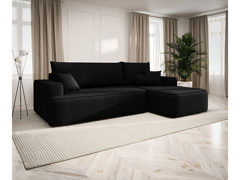 ECKSOFA mit Schlaffunktion FIGO Curio 99 Schwarz Rechts L-Form Sofa mit Stauraum Bettkasten Wohnzimmersofa Couch Sofa Bettsofa Bettkasten Bettcouch