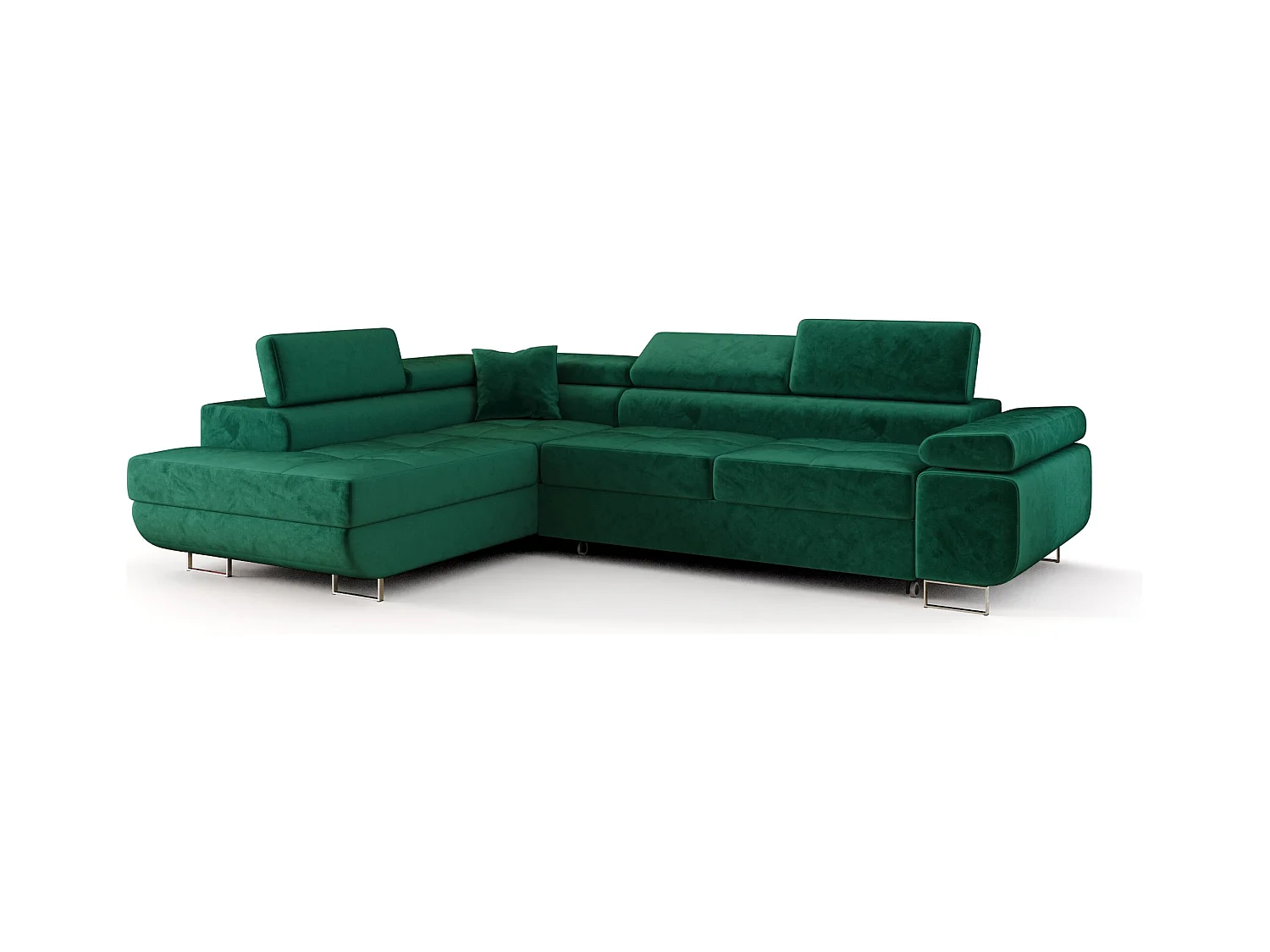 HOEKBANK EMILY met slaapfunctie Monolith 37 Groen Links L-vorm bank met opbergruimte, slaapbank, woonkamerbank