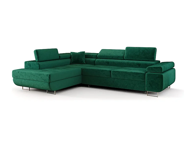 ECKSOFA EMILY mit Schlaffunktion Monolith 37 Grün Links L-Form Sofa mit Stauraum Bettkasten Wohnzimmersofa Couch Sofa Bettsofa Bettkasten Bettcouch