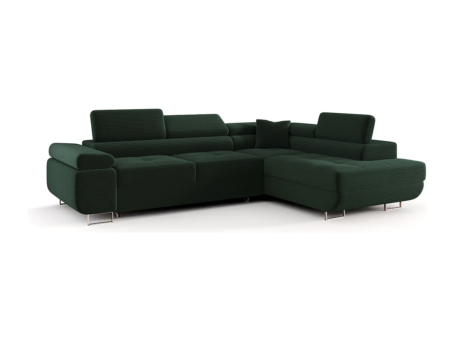 ECKSOFA EMILY mit Schlaffunktion Poso 14 Dunkelgrün Rechts L-Form Sofa mit Stauraum Bettkasten Wohnzimmersofa Couch Sofa Bettsofa Bettkasten Bettcouch