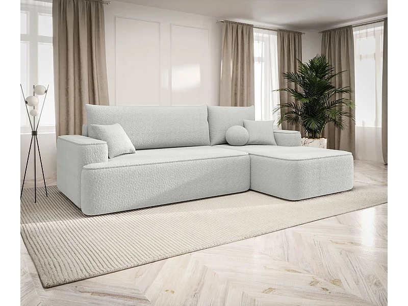 ECKSOFA mit Schlaffunktion FIGO Quelle 01 Weiß Rechts L-Form Sofa mit Stauraum Bettkasten Wohnzimmersofa Couch Sofa Bettsofa Bettkasten Bettcouch