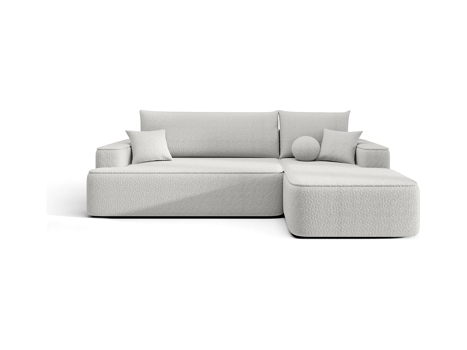 NAROŻNIK FIGO z funkcją spania Quelle 01 Biały Prawy Sofa w kształcie L z pojemnikiem na pościel, sofa rozkładana, sofa do salonu