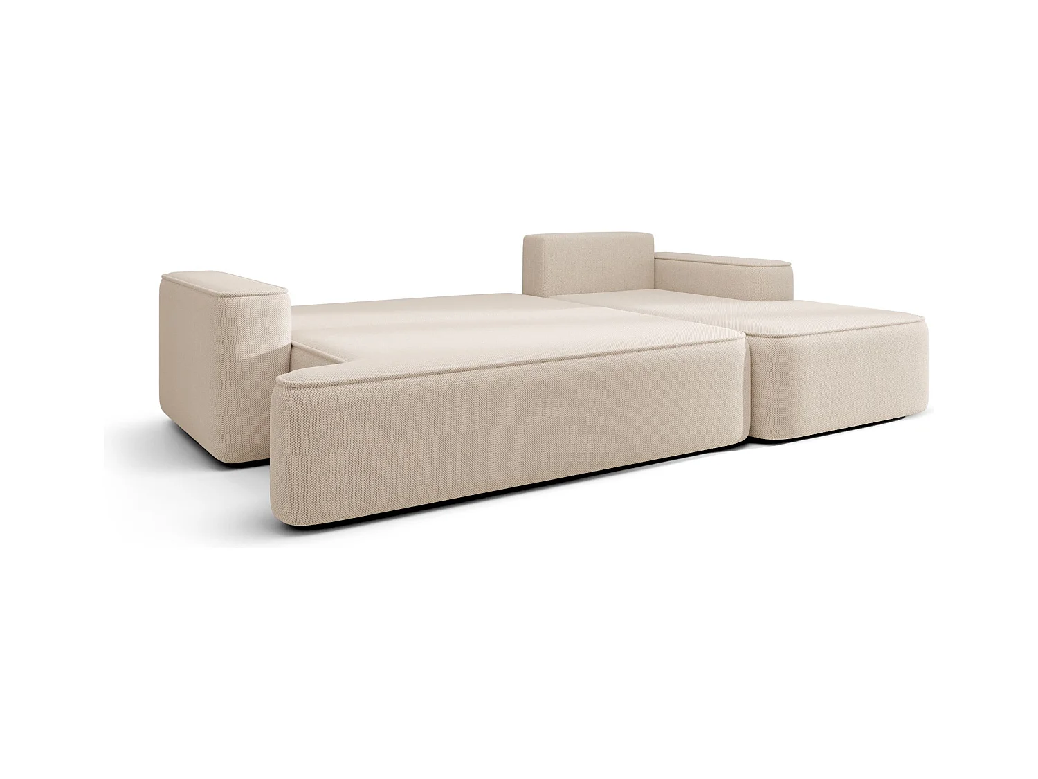 NAROŻNIK FIGO z funkcją spania Quelle 01 Biały Prawy Sofa w kształcie L z pojemnikiem na pościel, sofa rozkładana, sofa do salonu