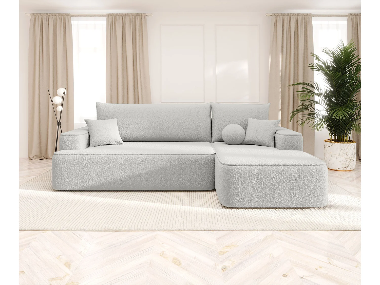 ECKSOFA mit Schlaffunktion FIGO Quelle 01 Weiß Rechts L-Form Sofa mit Stauraum Bettkasten Wohnzimmersofa Couch Sofa Bettsofa Bettkasten Bettcouch