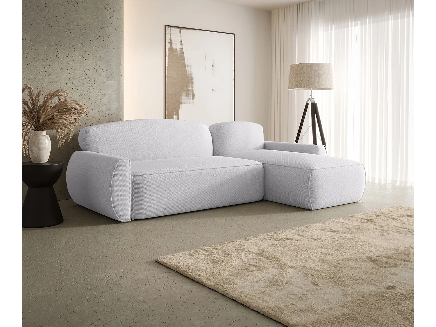 ECKSOFA mit Schlaffunktion LUCAS Curio 80 Hellgrau Rechts L-Form Sofa mit Stauraum Bettkasten Wohnzimmersofa Couch Sofa Bettsofa Bettkasten Bettcouch