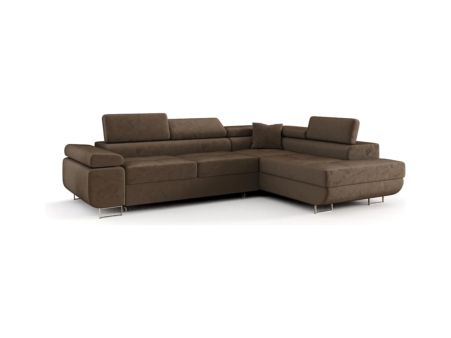 ECKSOFA EMILY mit Schlaffunktion Monolith 09 Braun Rechts L-Form Sofa mit Stauraum Bettkasten Wohnzimmersofa Couch Sofa Bettsofa Bettkasten Bettcouch