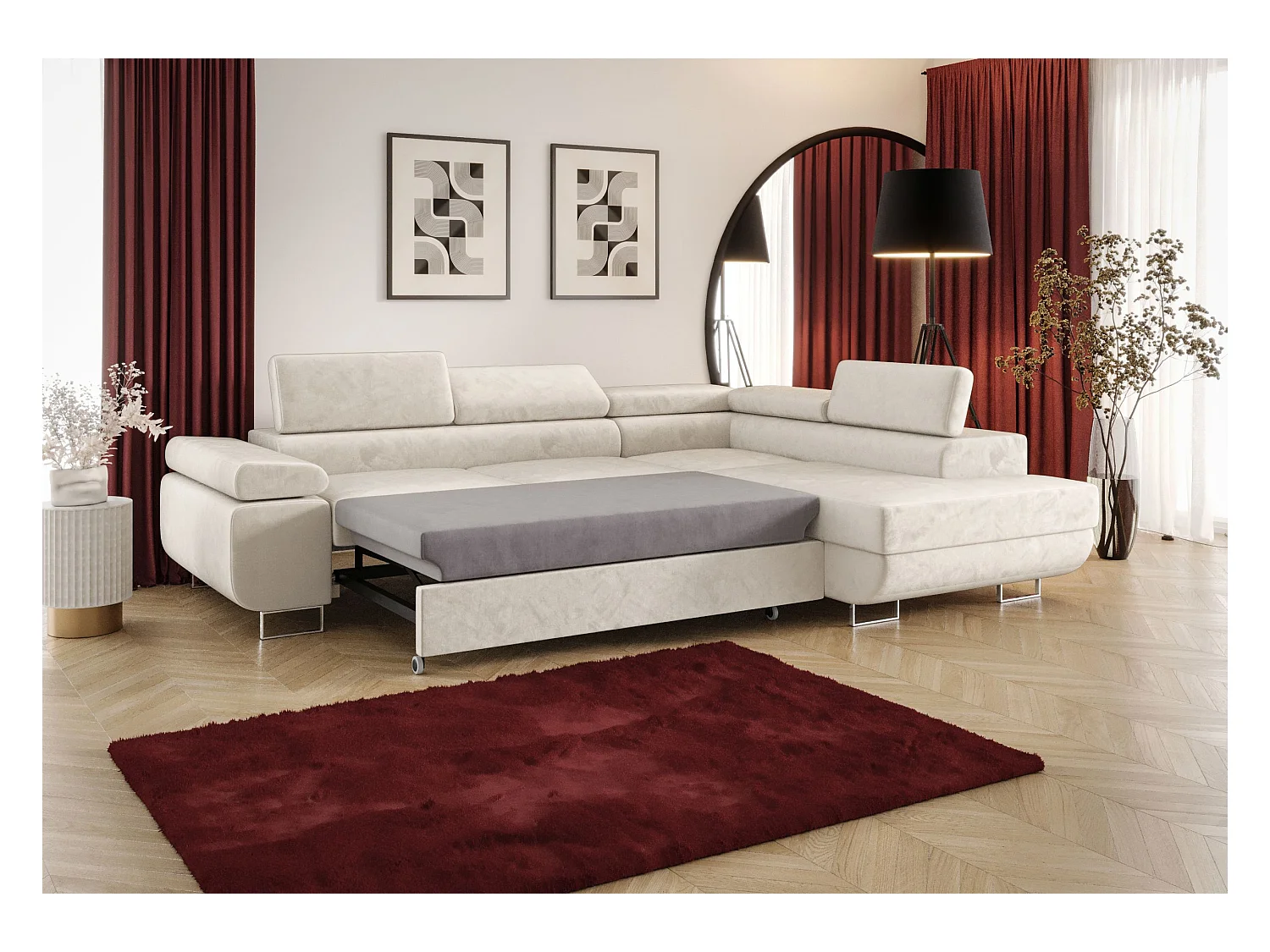 ECKSOFA EMILY mit Schlaffunktion Monolith 09 Braun Rechts L-Form Sofa mit Stauraum Bettkasten Wohnzimmersofa Couch Sofa Bettsofa Bettkasten Bettcouch