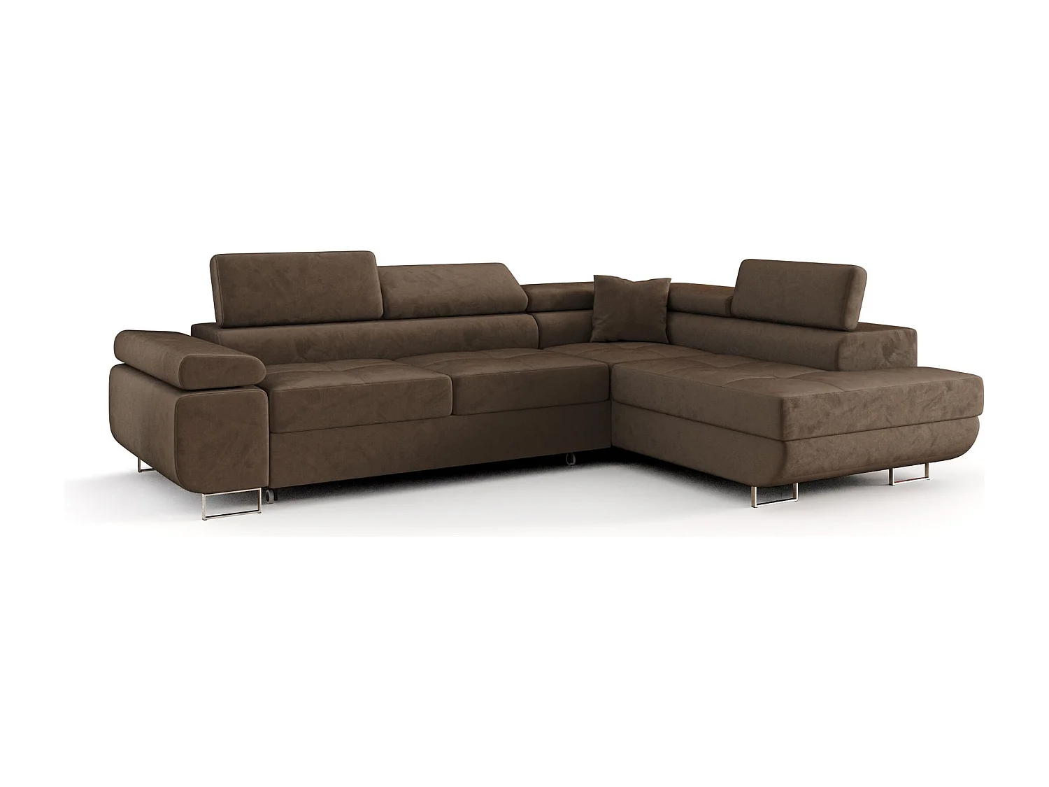 ECKSOFA EMILY mit Schlaffunktion Monolith 09 Braun Rechts L-Form Sofa mit Stauraum Bettkasten Wohnzimmersofa Couch Sofa Bettsofa Bettkasten Bettcouch