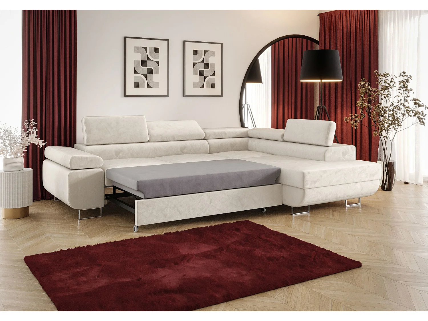 ECKSOFA EMILY mit Schlaffunktion Monolith 09 Braun Rechts L-Form Sofa mit Stauraum Bettkasten Wohnzimmersofa Couch Sofa Bettsofa Bettkasten Bettcouch
