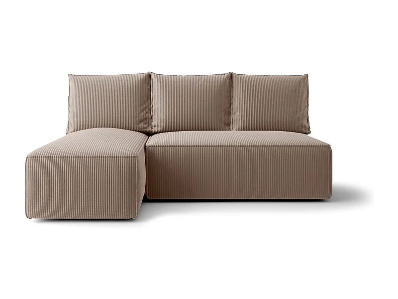ECKSOFA mit Schlaffunktion SAVIO MINI Poso 02 Hellbraun Links L-Form Sofa mit Stauraum Bettkasten Wohnzimmersofa Couch Sofa Bettsofa Bettkasten Bettcouch